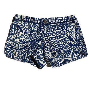 Lilly Pulitzer Adie Shorts Indigo Home Slice Print Size 6 Blue & White